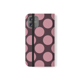 iPhone 12 Mini -vegaaninahkainen lompakkokuori – Pink Plum Polka Dot -kuosi