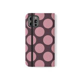 iPhone 12 Pro -vegaaninahkainen lompakkokuori – Pink Plum Polka Dot -kuosi
