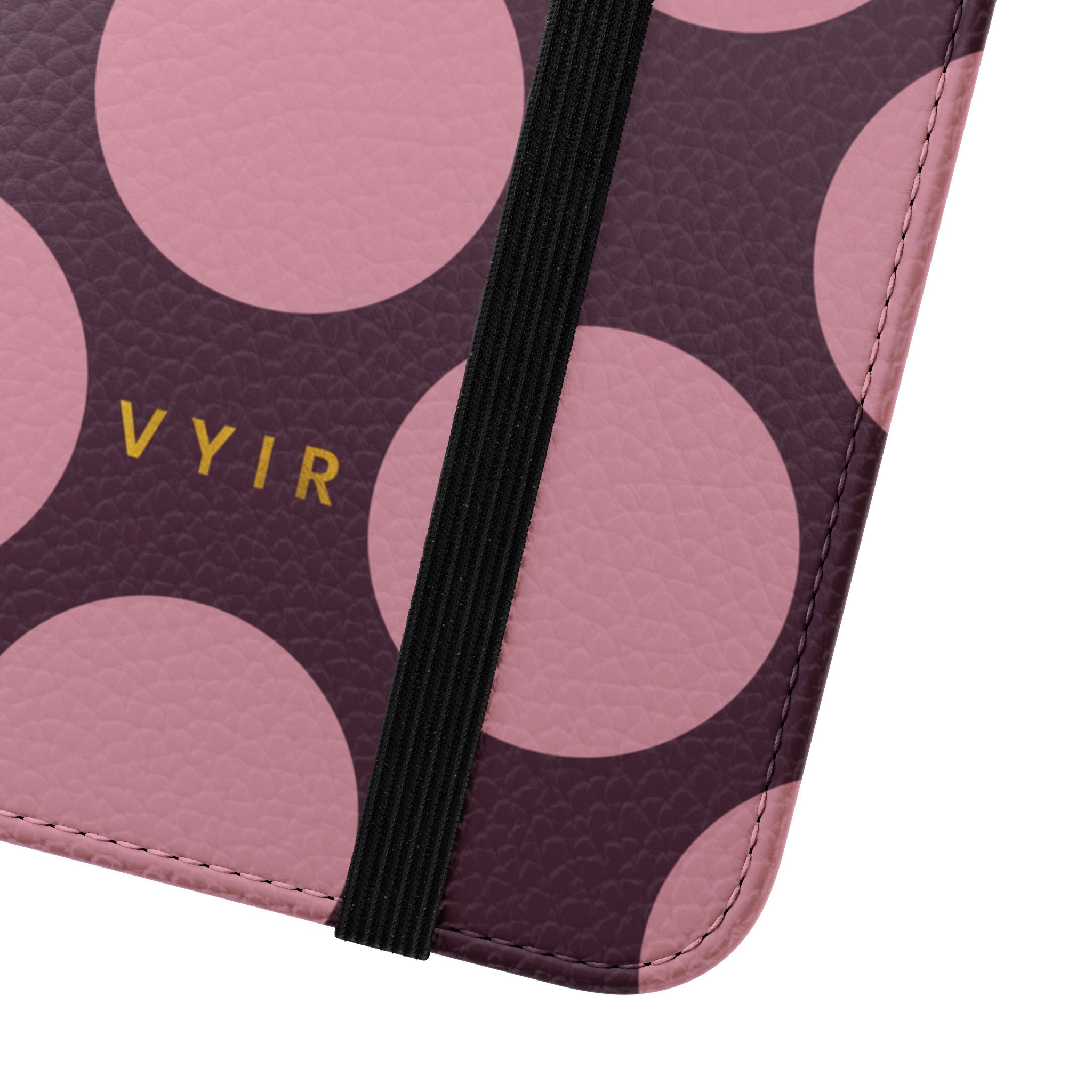 Samsung Galaxy S23 Vegan Leather Wallet Case – Pink Plum Polka Dot Design - VYIR