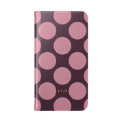 Samsung Galaxy S23 Plus Vegan Leather Wallet Case – Pink Plum Polka Dot Design - VYIR