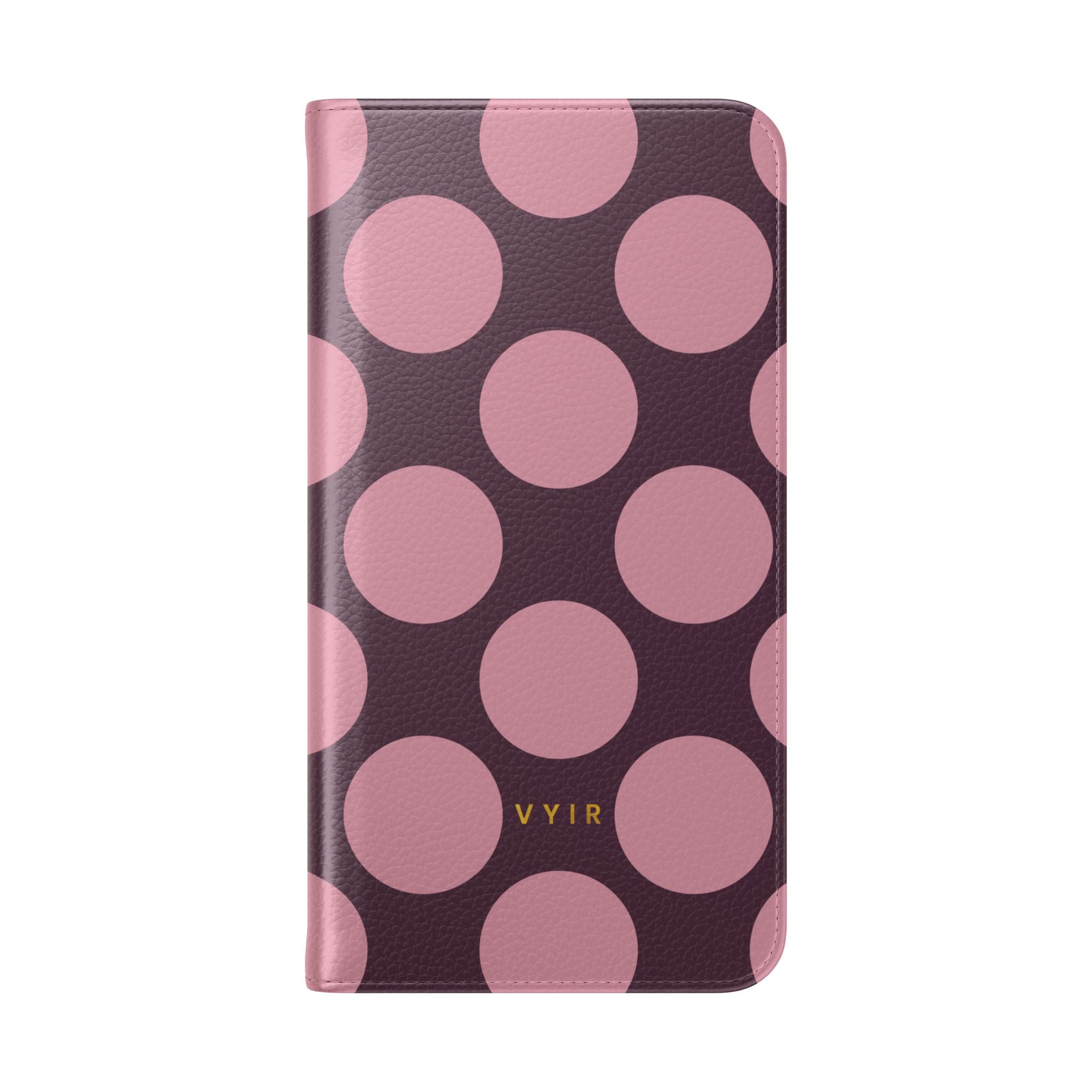 Samsung Galaxy S23 Plus Vegan Leather Wallet Case – Pink Plum Polka Dot Design - VYIR