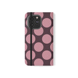 iPhone 13 Pro -vegaaninahkainen lompakkokuori – Pink Plum Polka Dot -kuosi