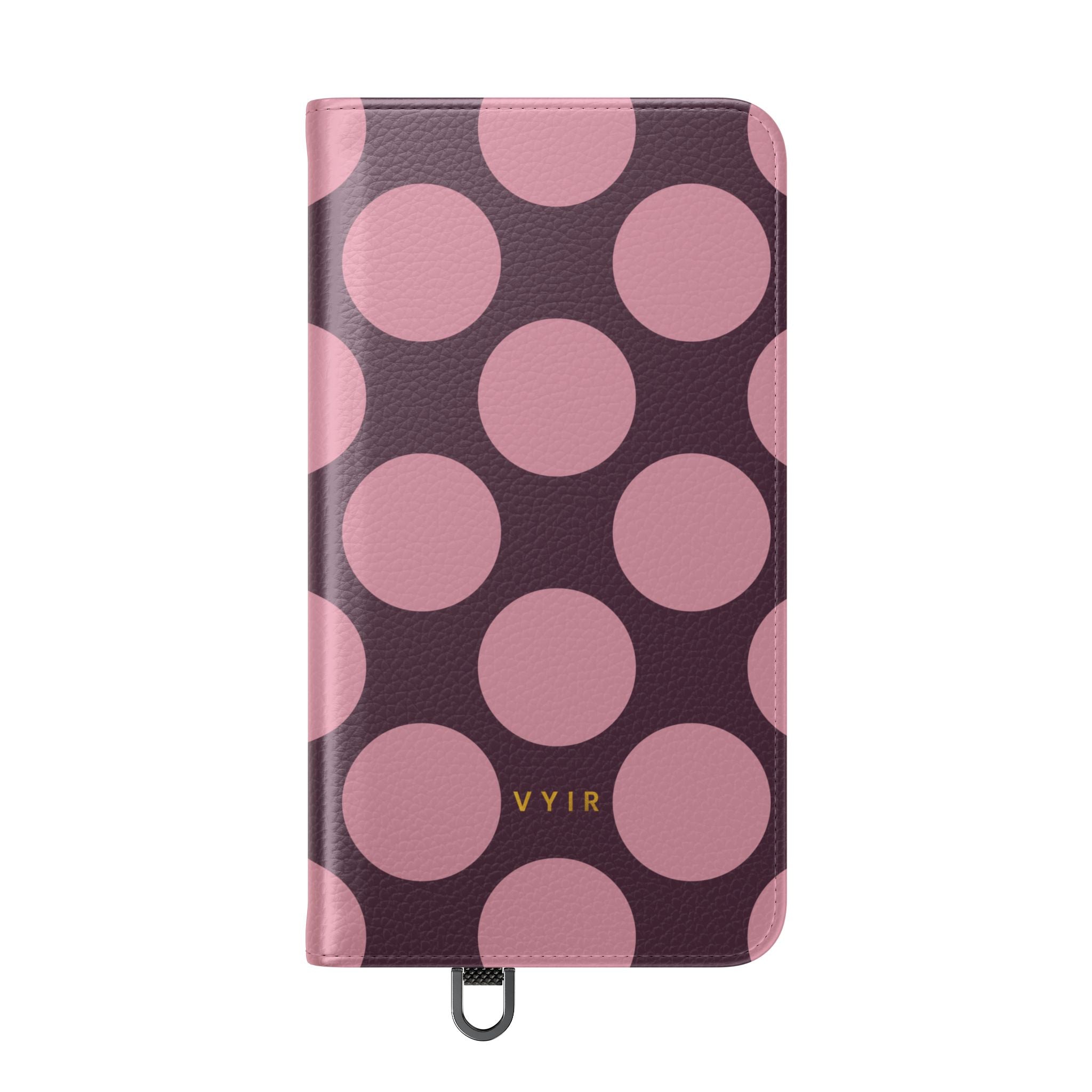 Samsung Galaxy S24 Vegan Leather Wallet Case – Pink Plum Polka Dot Design - VYIR