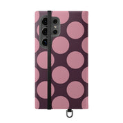 Samsung Galaxy S24 Ultra Vegan Leather Wallet Case – Pink Plum Polka Dot Design - VYIR