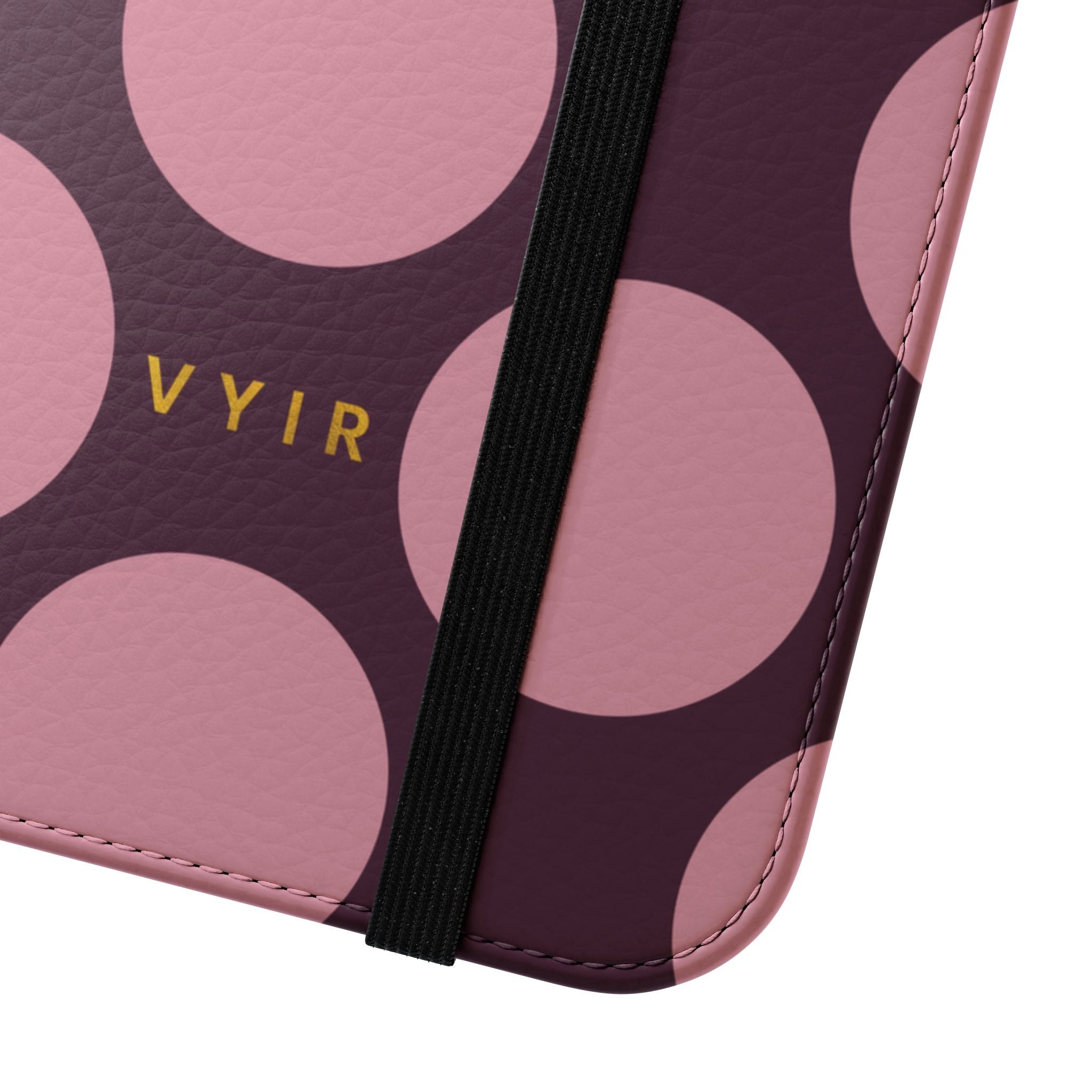 iPhone 16 Pro Max Vegan Leather Wallet Case – Pink Plum Polka Dot Design - VYIR
