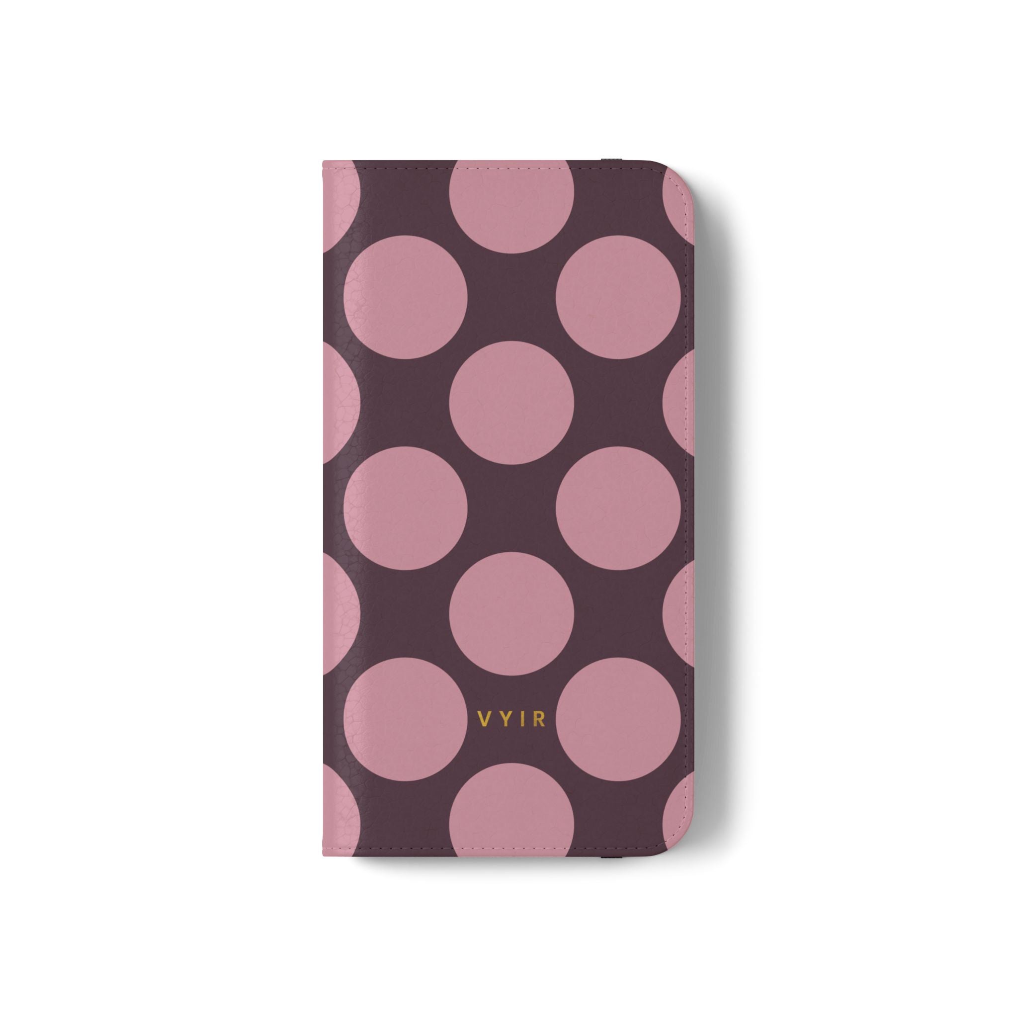 iPhone 13 Pro Vegan Leather Wallet Case – Pink Plum Polka Dot Design - VYIR