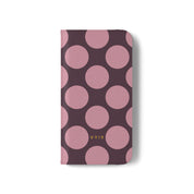 iPhone 13 Pro Max Vegan Leather Wallet Case – Pink Plum Polka Dot Design - VYIR