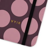 Samsung Galaxy S21 Vegan Leather Wallet Case – Pink Plum Polka Dot Design - VYIR