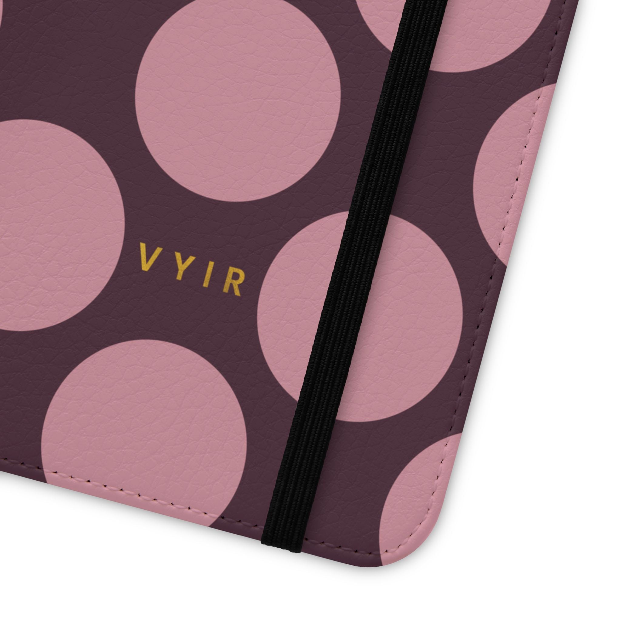 Samsung Galaxy S21 Vegan Leather Wallet Case – Pink Plum Polka Dot Design - VYIR