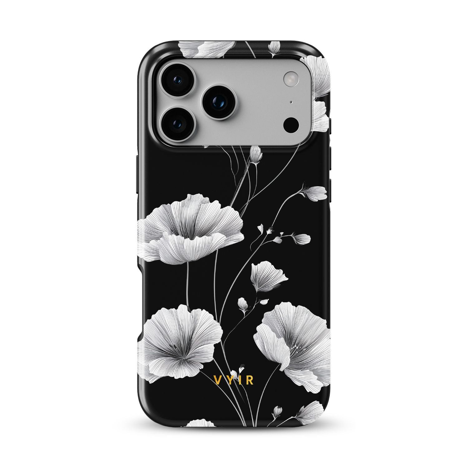 Elegant Inked Blossoms - Shockproof MagSafe iPhone Case - VYIR
