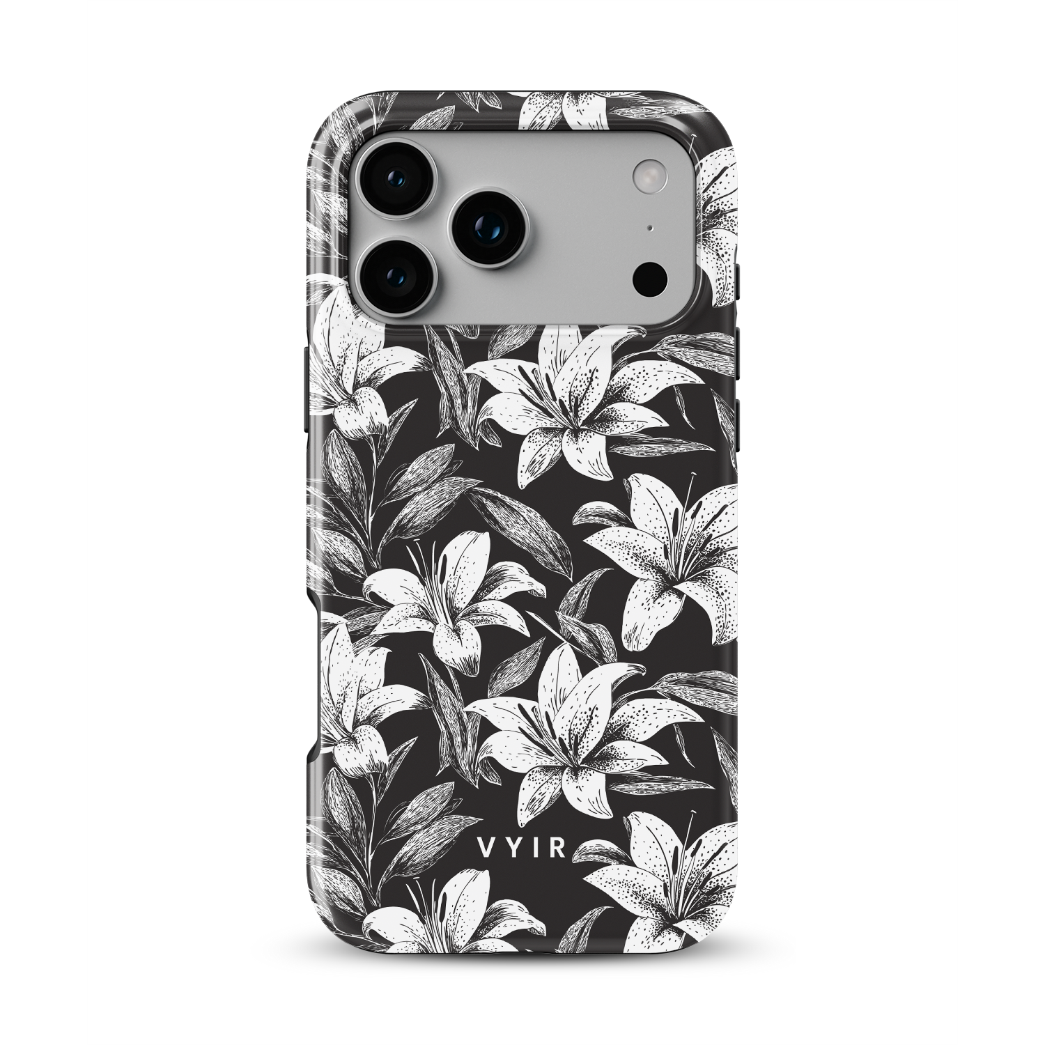 Monochrome Lilies - Shockproof MagSafe iPhone Case - VYIR