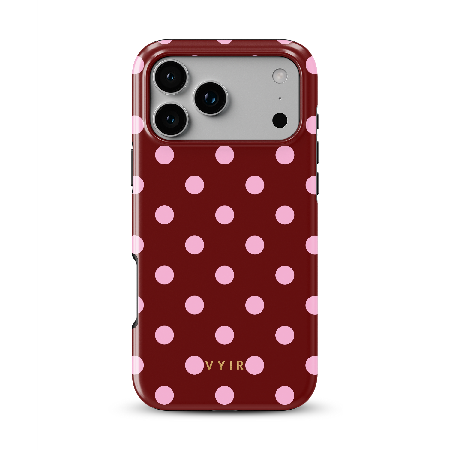 Classic Polka Dots, Burgundy - Shockproof Phone Case - VYIR