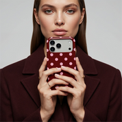 Classic Polka Dots, Burgundy - Shockproof MagSafe iPhone Case - VYIR