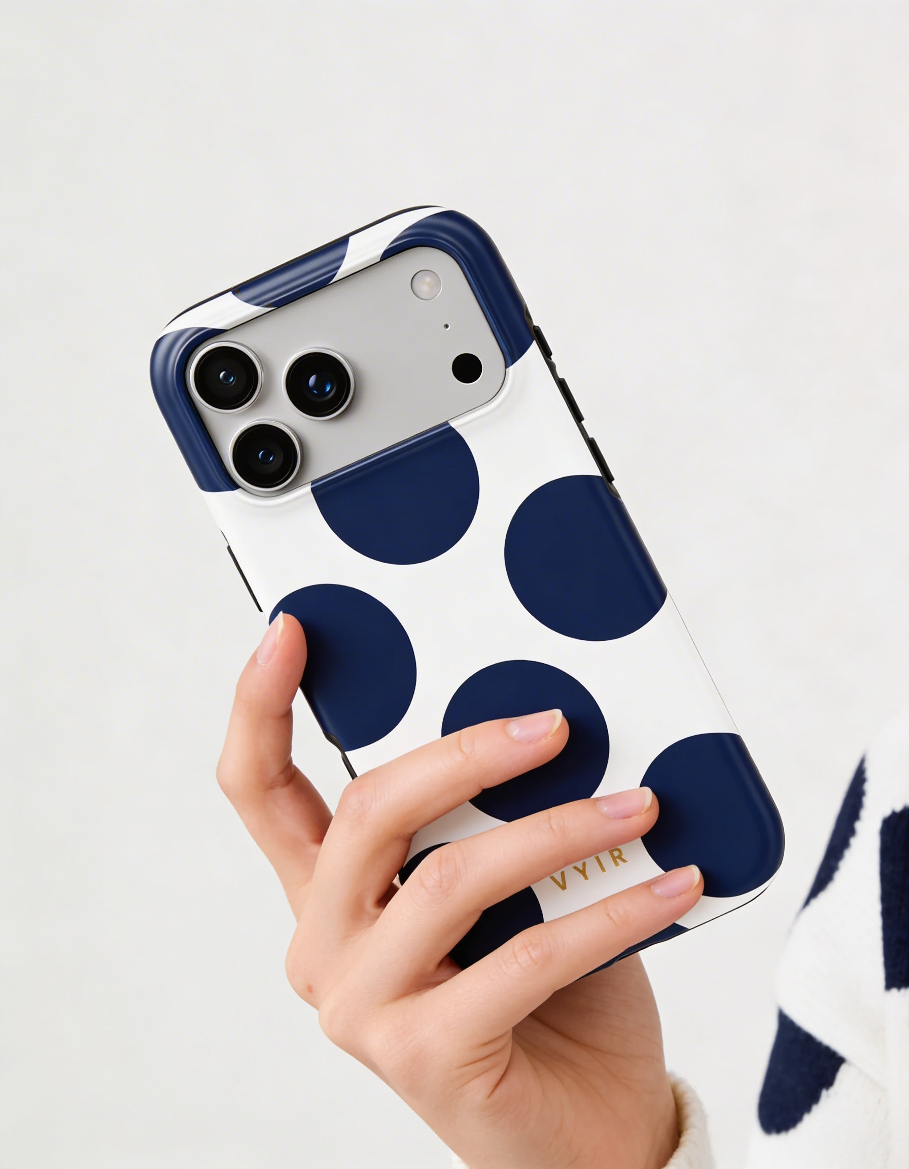 Large Polka Dots, Old Money Blue - Shockproof Phone Case - VYIR