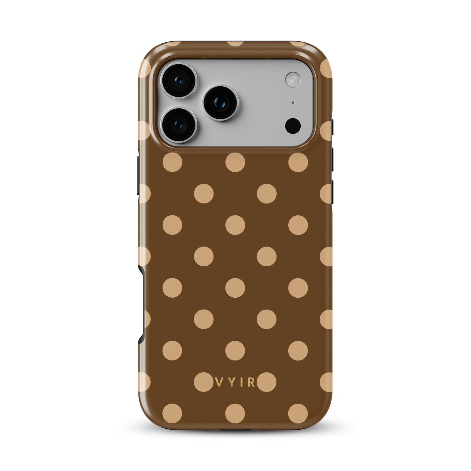 Classic Polka Dots, Elegant Brown - Shockproof MagSafe iPhone Case - VYIR