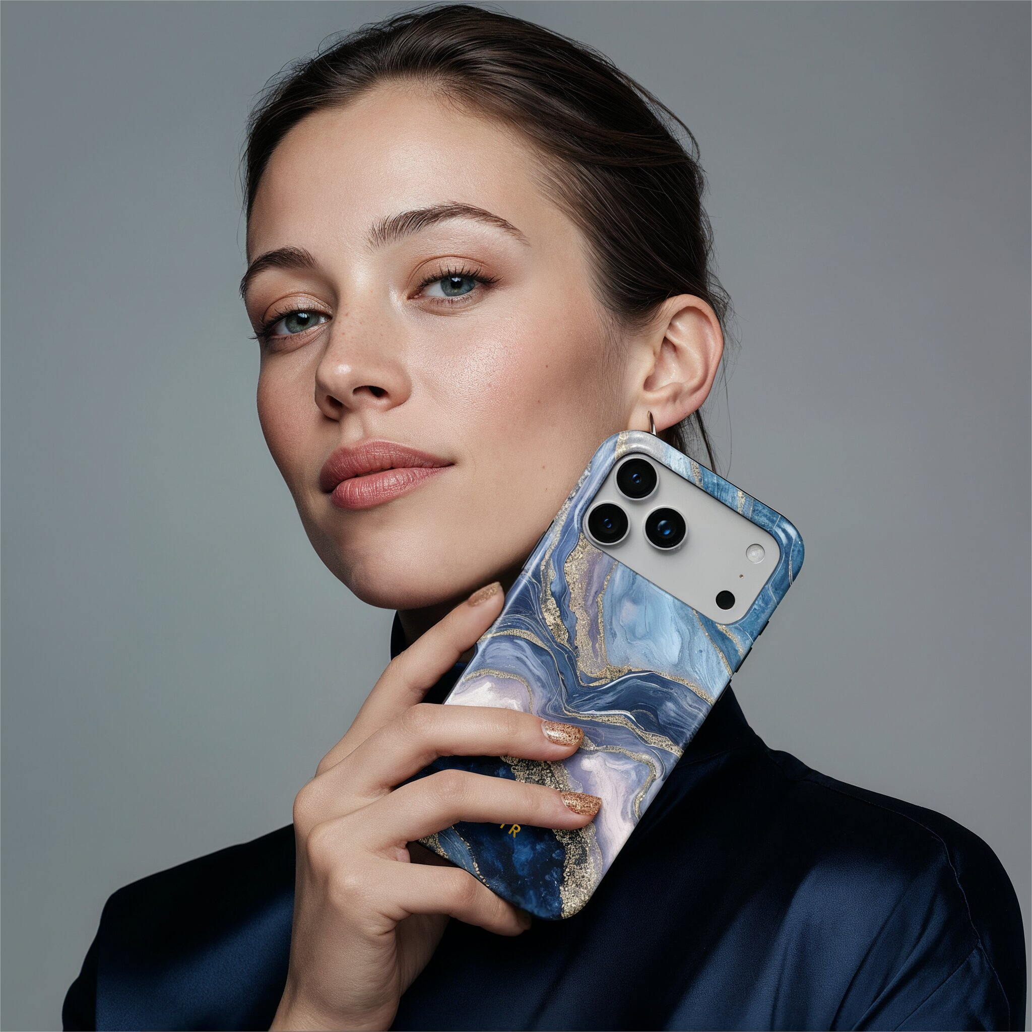 Golden Luxe Marble Blue - Shockproof MagSafe iPhone Case - VYIR