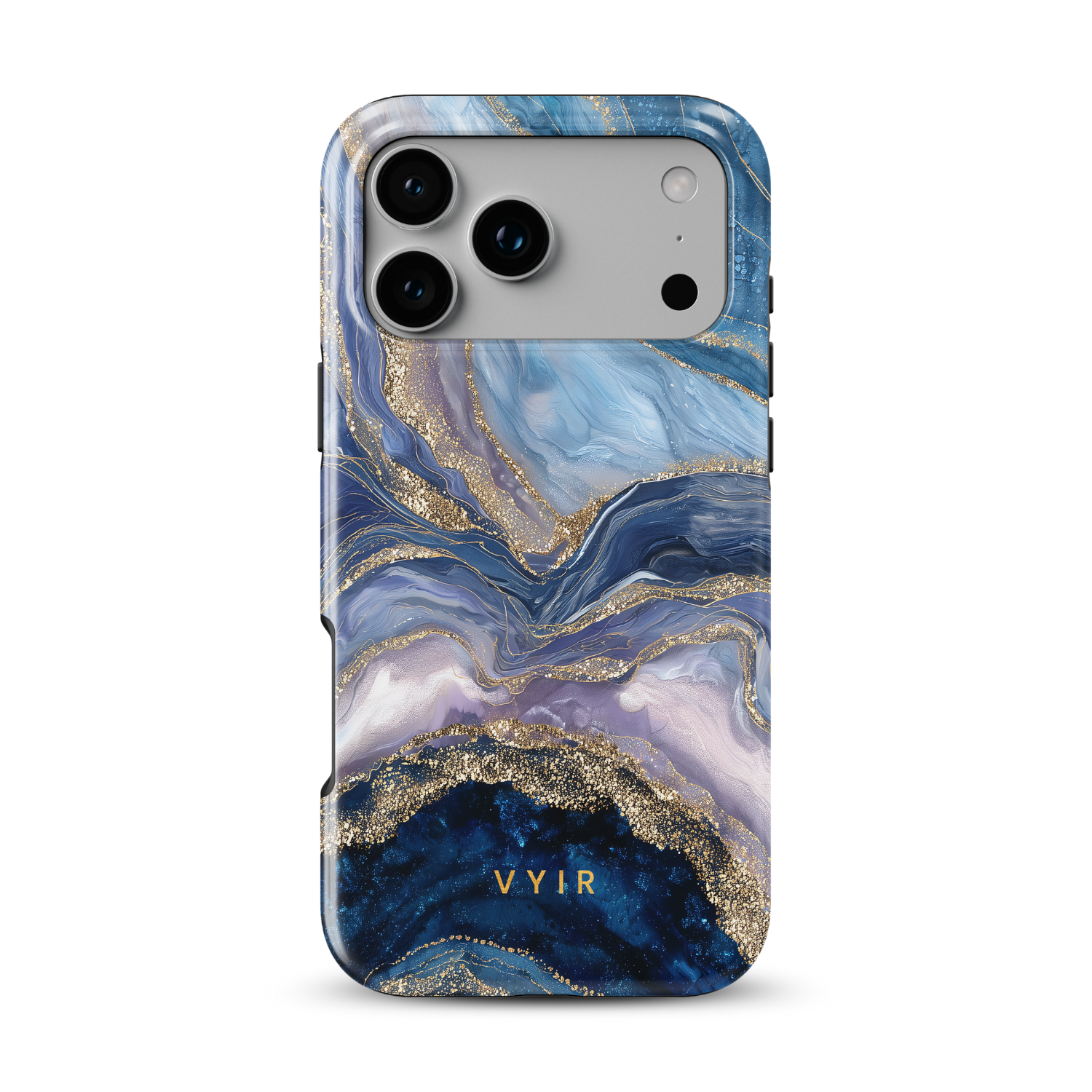 Golden Luxe Marble Blue - Shockproof MagSafe iPhone Case - VYIR