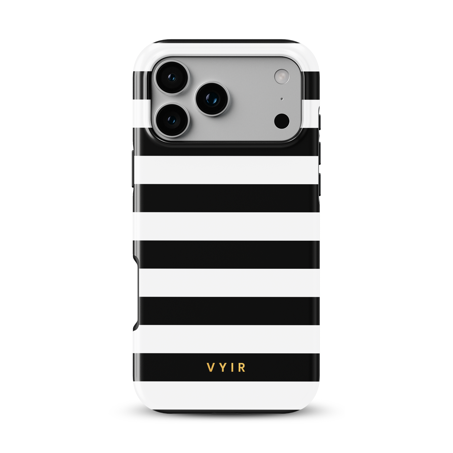 Horizontal Stripes, Black and White - Shockproof MagSafe iPhone Case - VYIR