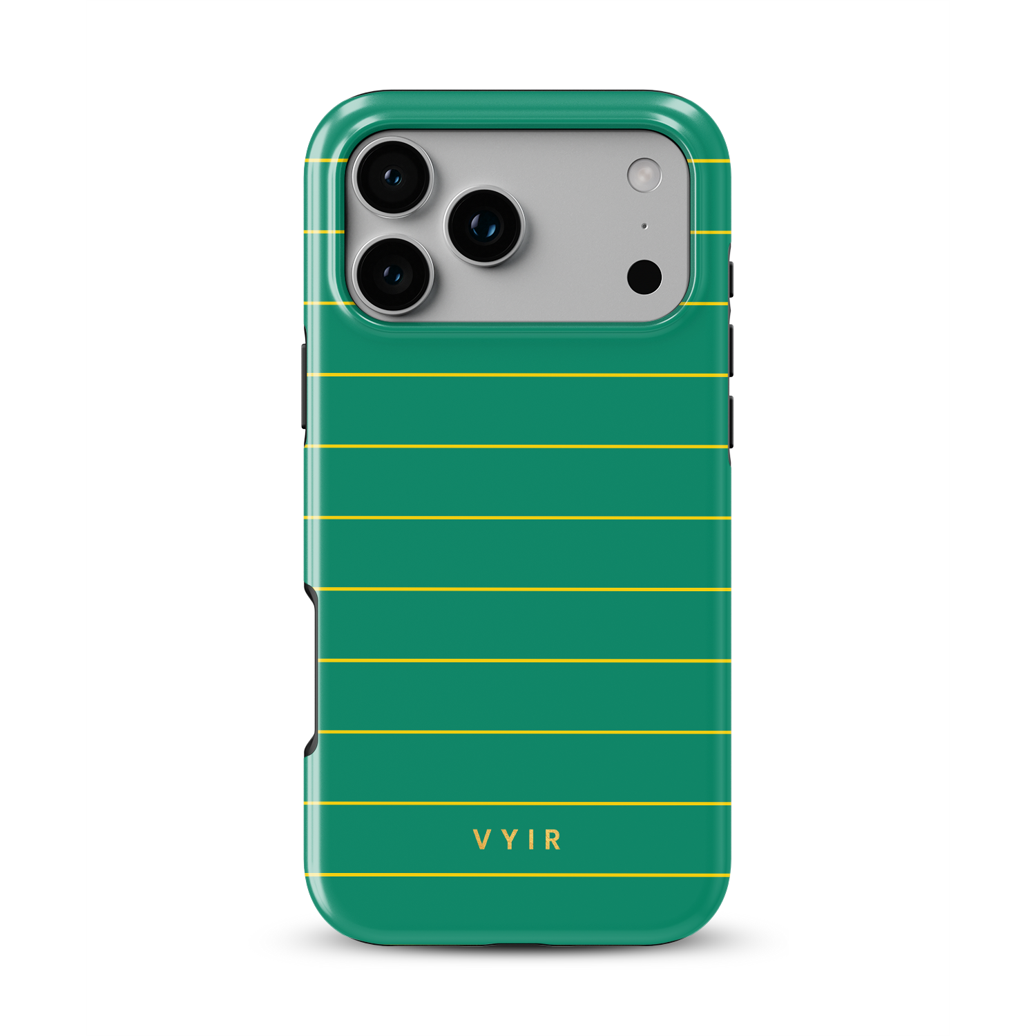 Horizontal Stripes, Goldline Green - Shockproof MagSafe iPhone Case - VYIR