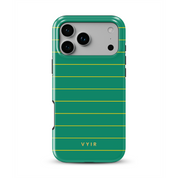 Horizontal Stripes, Goldline Green - Shockproof MagSafe iPhone Case - VYIR