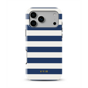 Horizontal Stripes, Old Money Blue - Shockproof MagSafe iPhone Case - VYIR
