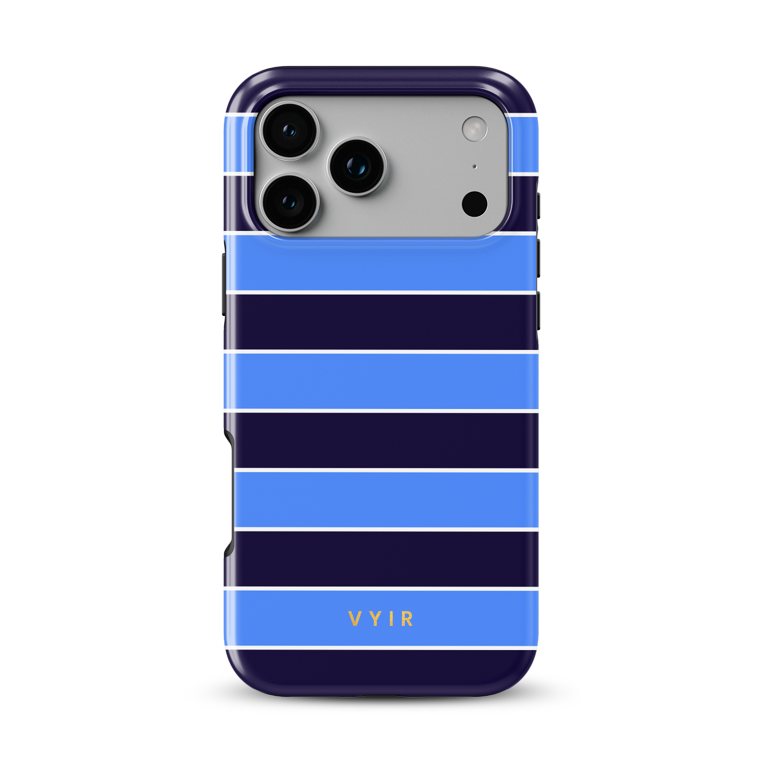 Horizontal Stripes, Rivoli Blue - Shockproof MagSafe iPhone Case - VYIR