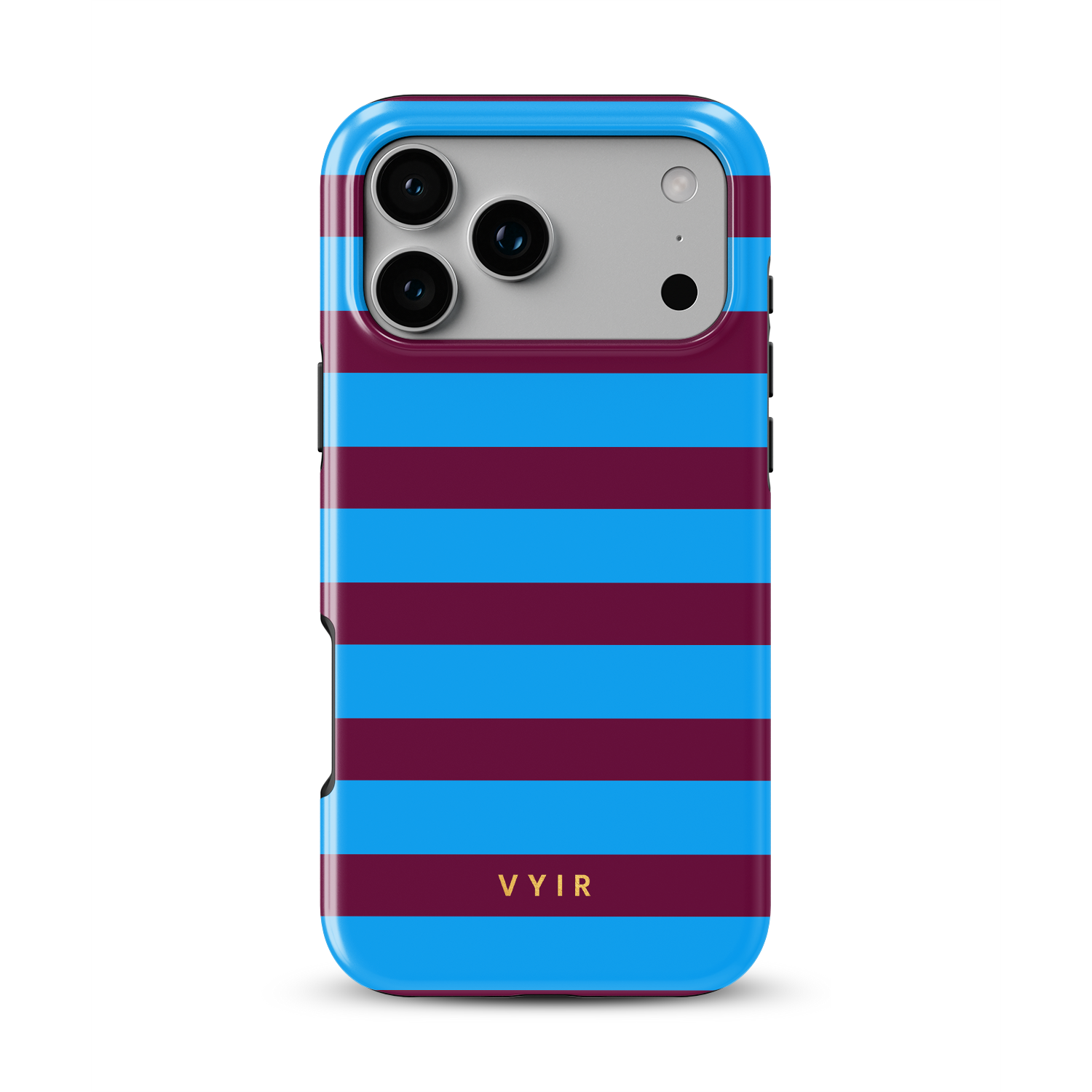 Horizontal Stripes, Track Blue - Shockproof MagSafe iPhone Case - VYIR