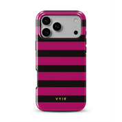 Horizontal Stripes, Wine Red - Shockproof MagSafe iPhone Case - VYIR