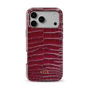 Croc Leather Print Burgundy - Shockproof MagSafe iPhone Case - VYIR