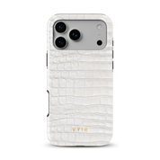 Croc Leather Print White - Shockproof MagSafe iPhone Case - VYIR