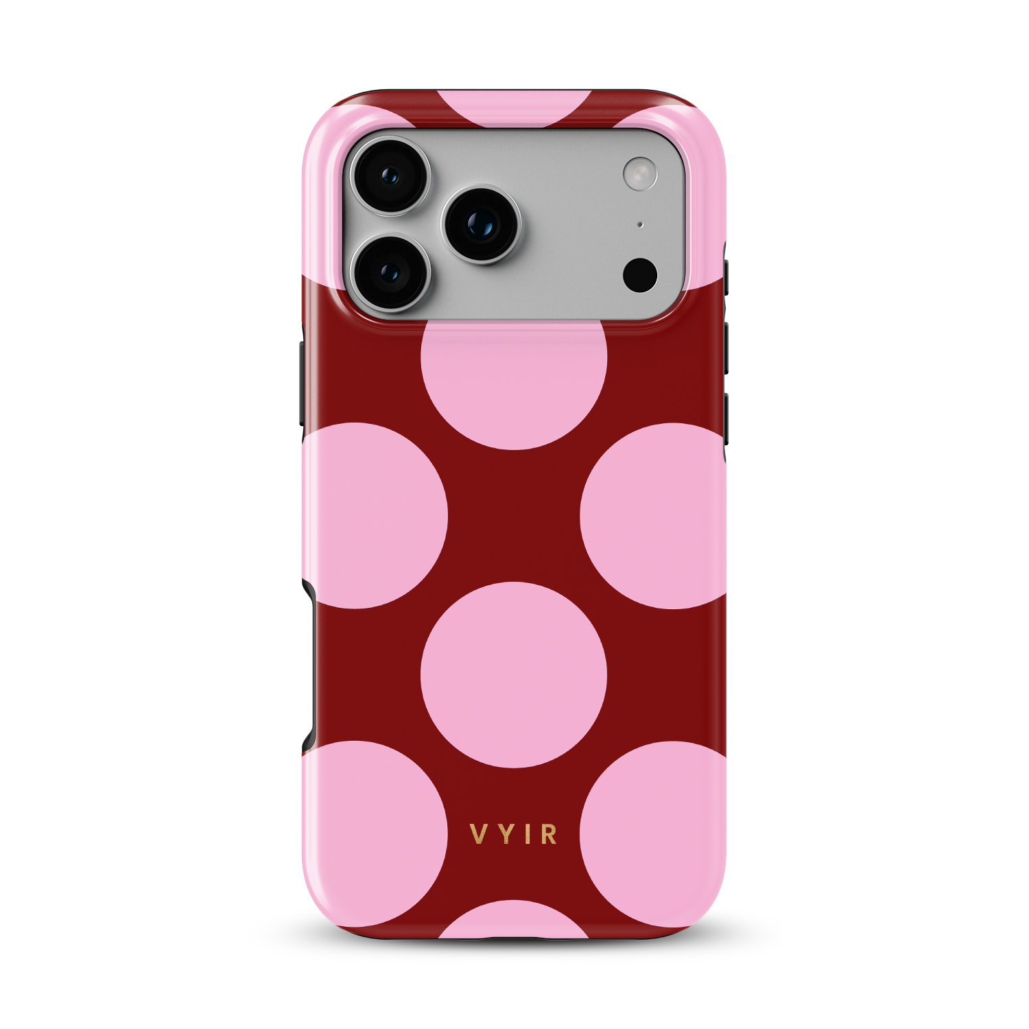 Large Polka Dots, Burgundy Pink - Shockproof MagSafe iPhone Case - VYIR
