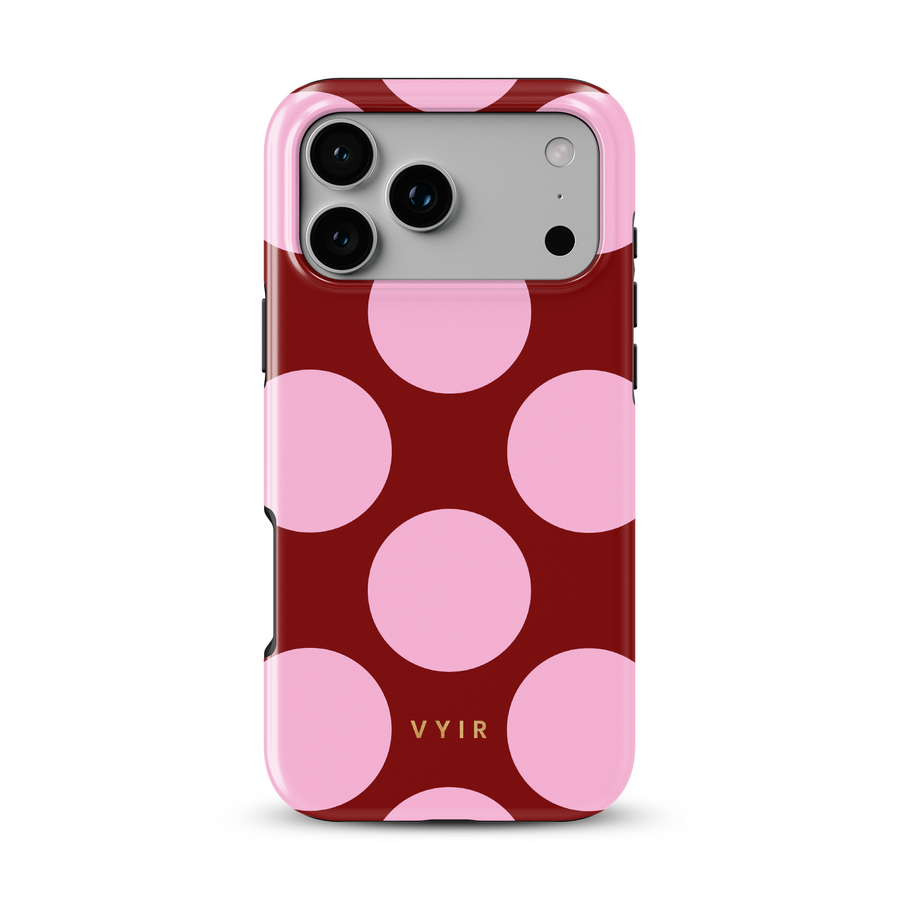Suuret pilkut, Burgundy Pink - iskunkestävä MagSafe-iPhone-kuori