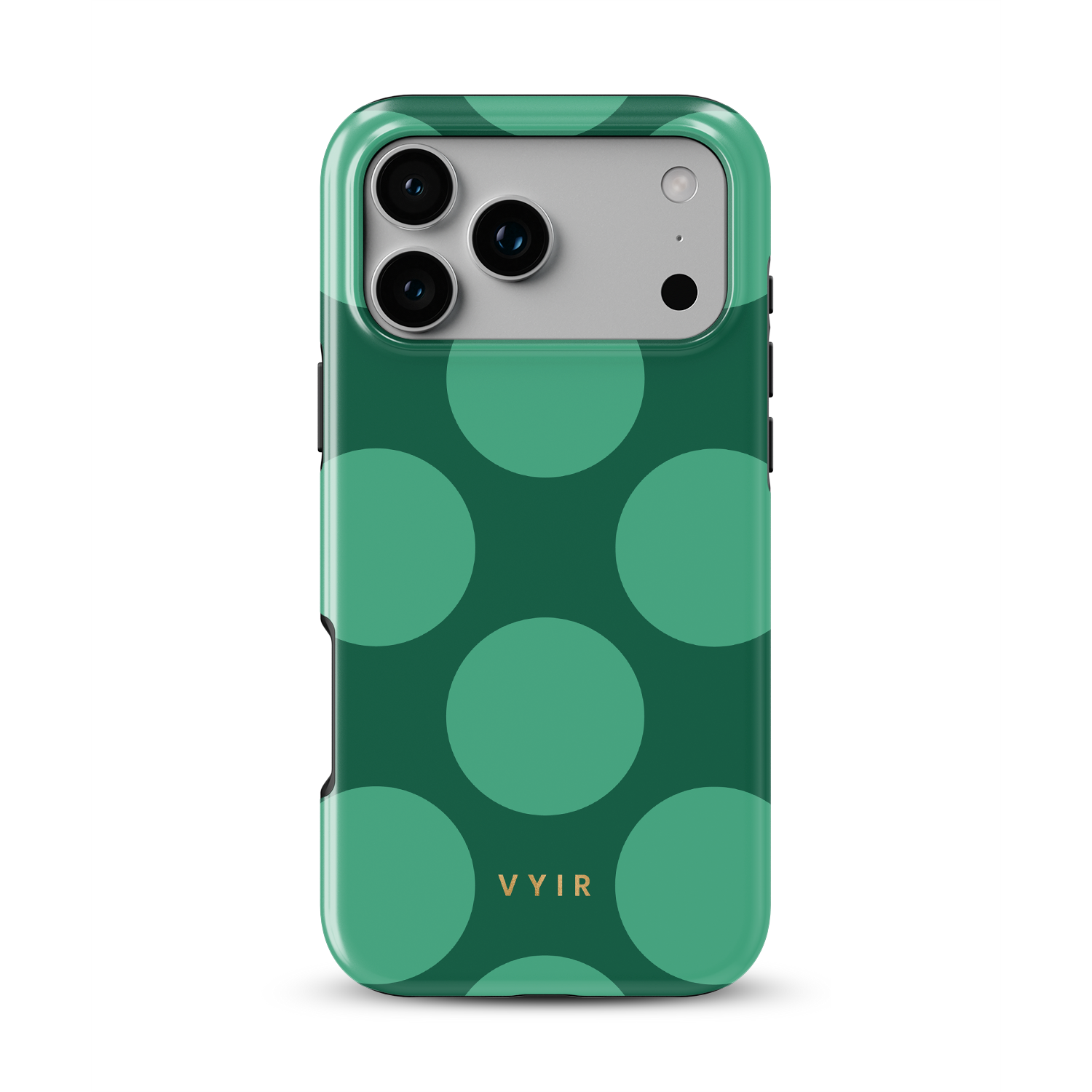 Large Polka Dots, Emerald Green - Shockproof MagSafe iPhone Case - VYIR