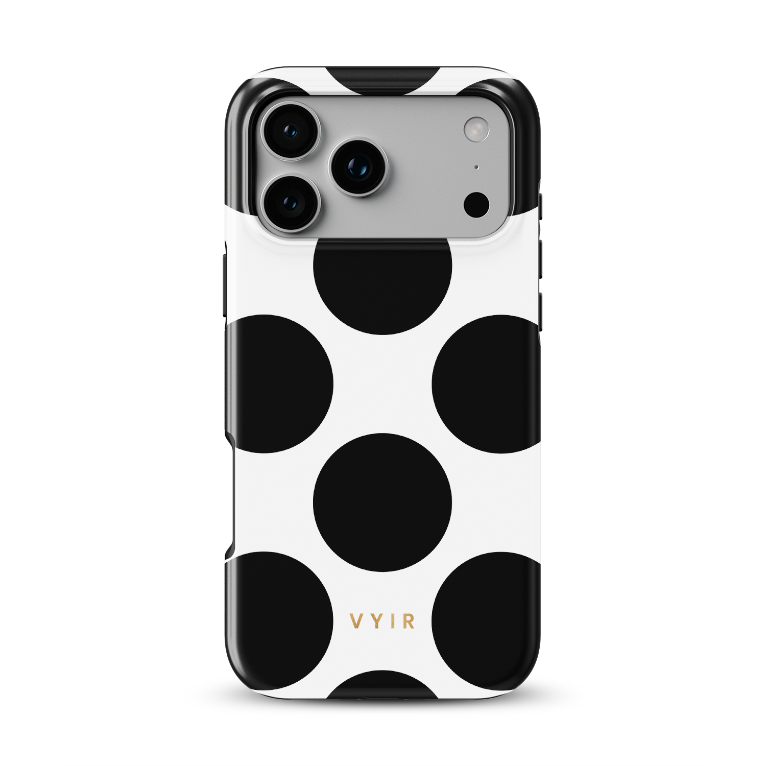 Large Polka Dots, Mono Black - Shockproof MagSafe iPhone Case - VYIR
