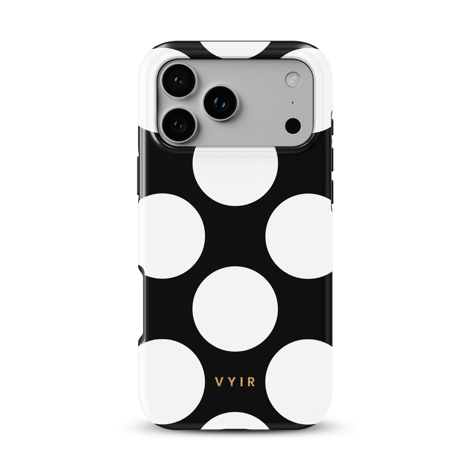 Large Polka Dots, Black Sparkle - Shockproof MagSafe iPhone Case - VYIR