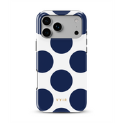 Large Polka Dots, Old Money Blue - Shockproof MagSafe iPhone Case - VYIR
