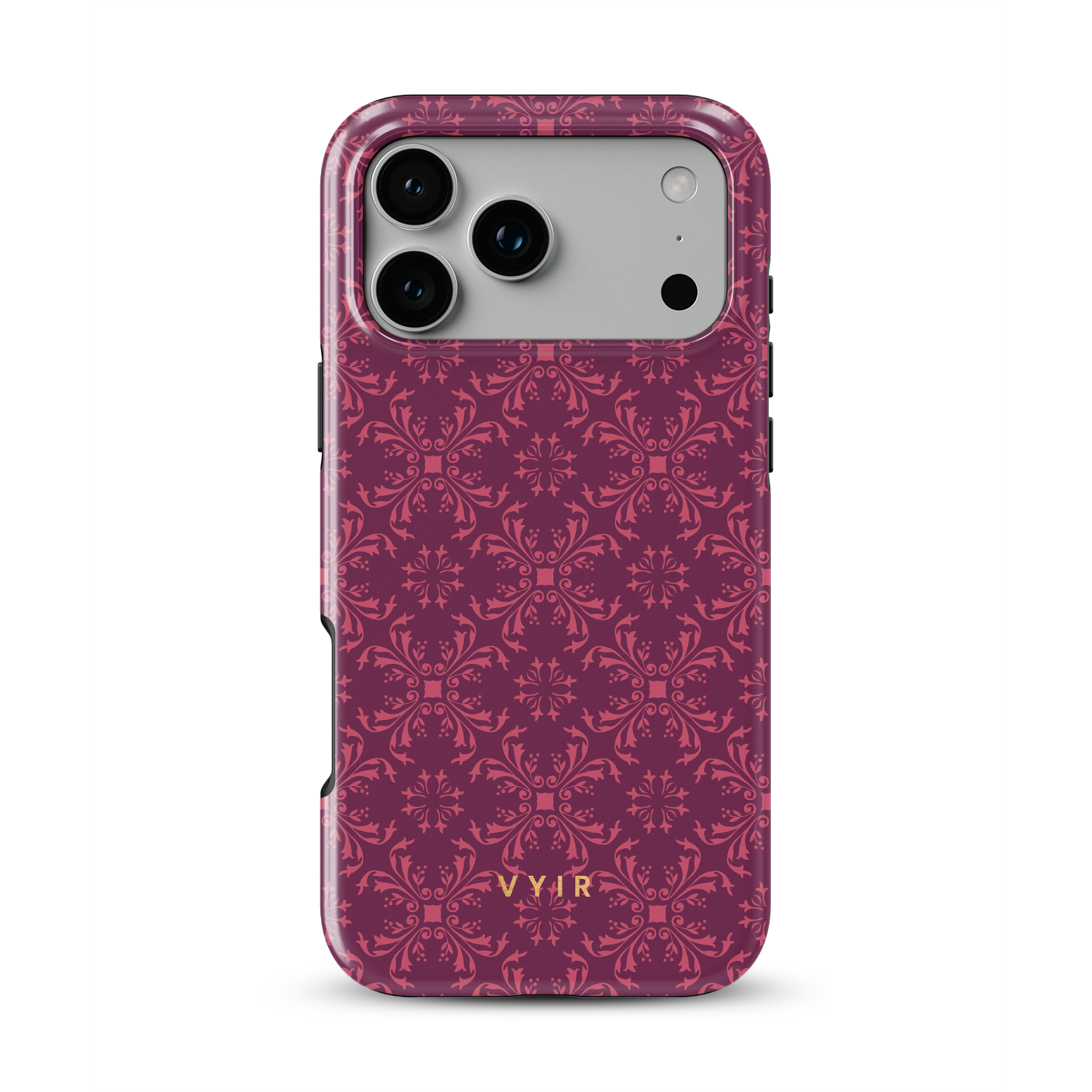 Ornate Bloom, Burgundy - Shockproof MagSafe iPhone Case - VYIR