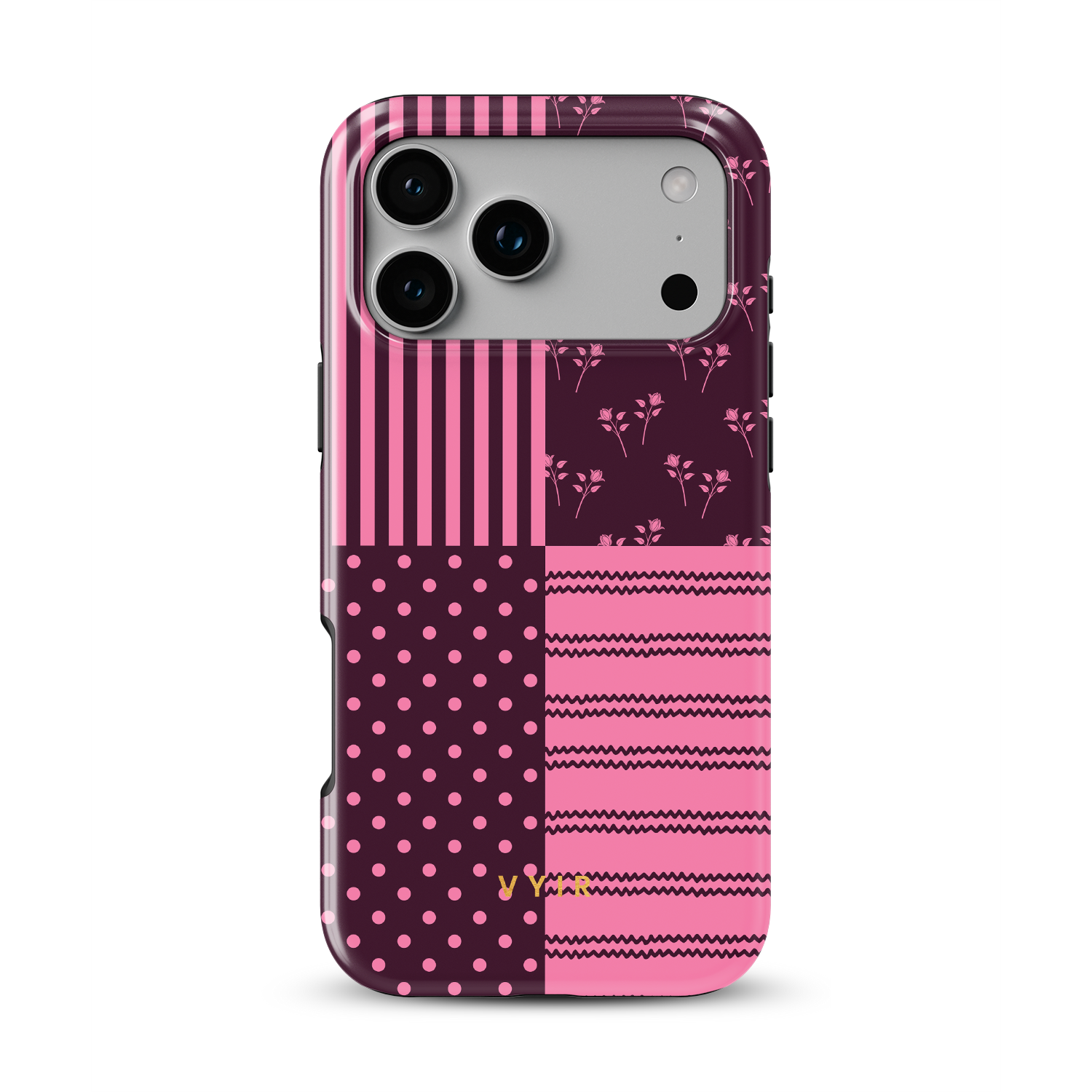 VYIR Signature 4-Checker, Burgundy - Shockproof MagSafe iPhone Case - VYIR