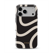 Swirl Lines, Black and Beige - Shockproof MagSafe iPhone Case - VYIR