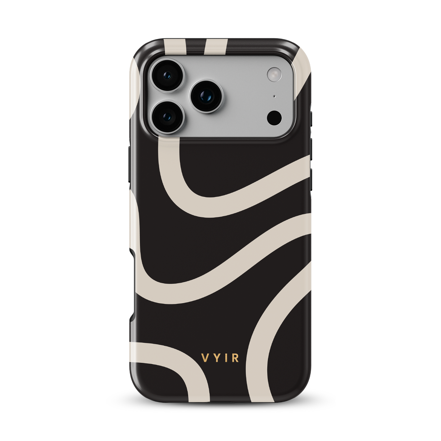 Swirl Lines, Black and Beige - Shockproof Phone Case - VYIR