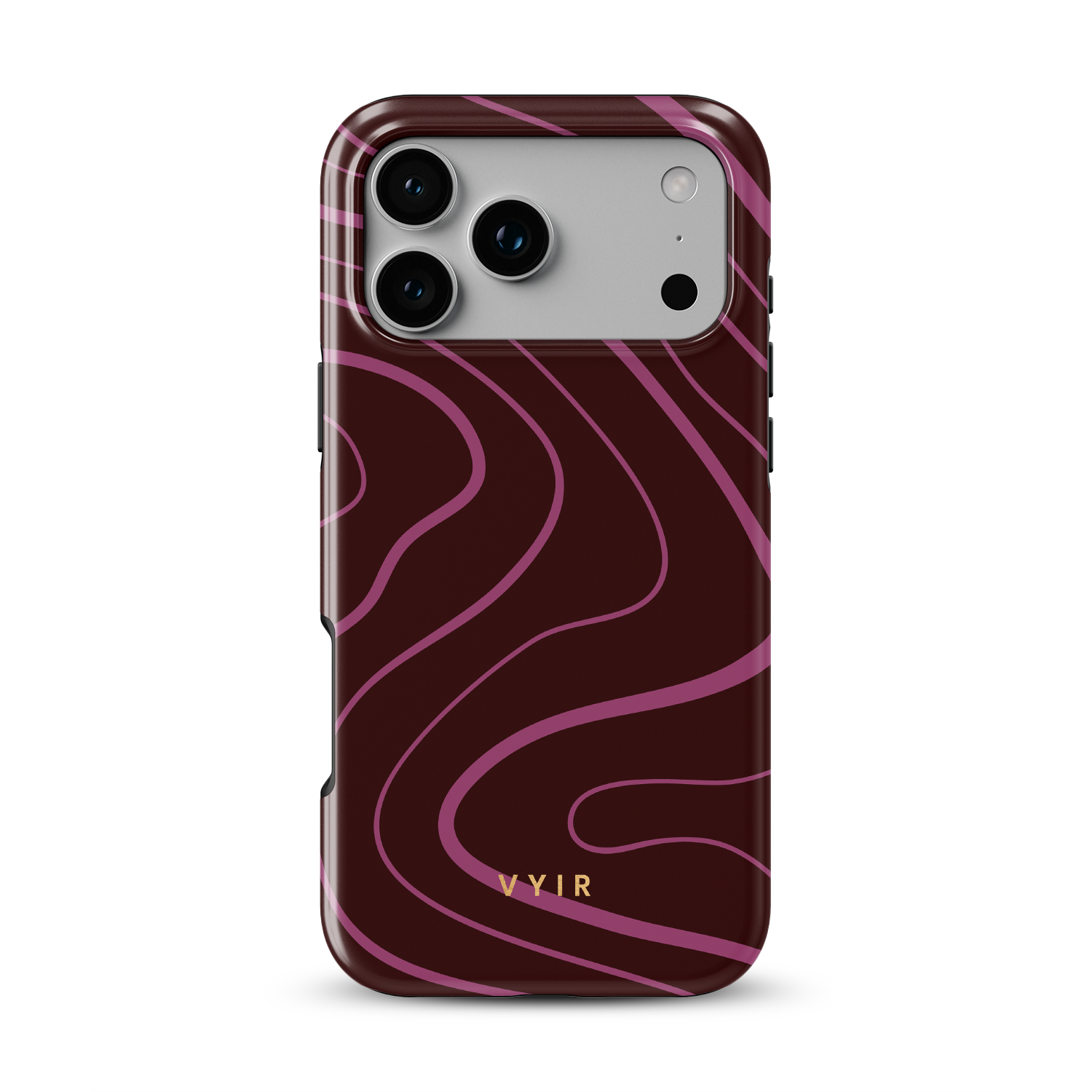 Swirl Lines, Burgundy - Shockproof MagSafe iPhone Case - VYIR