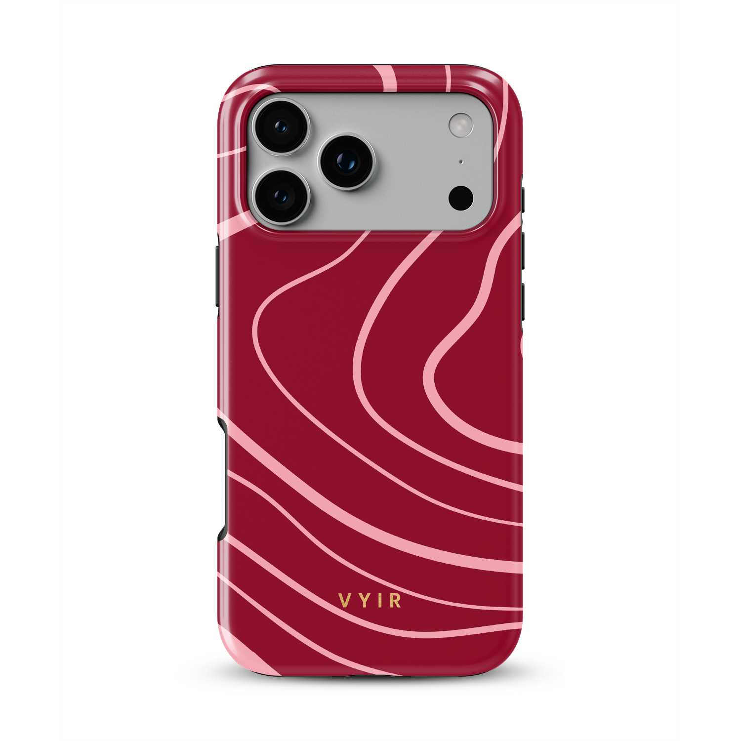 Swirl Lines, Pink & Red - Shockproof Phone Case - VYIR