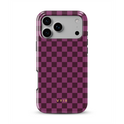 Tiny Checker, Burgundy - Shockproof MagSafe iPhone Case - VYIR