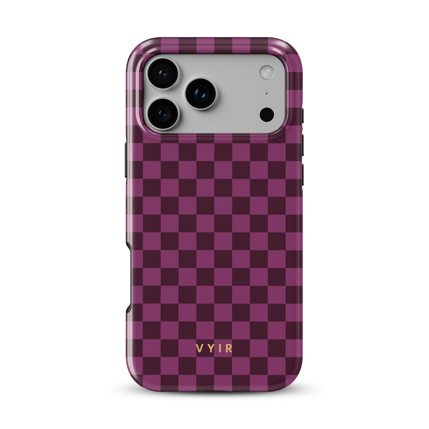 Tiny Checker, Burgundy - Shockproof MagSafe iPhone Case - VYIR