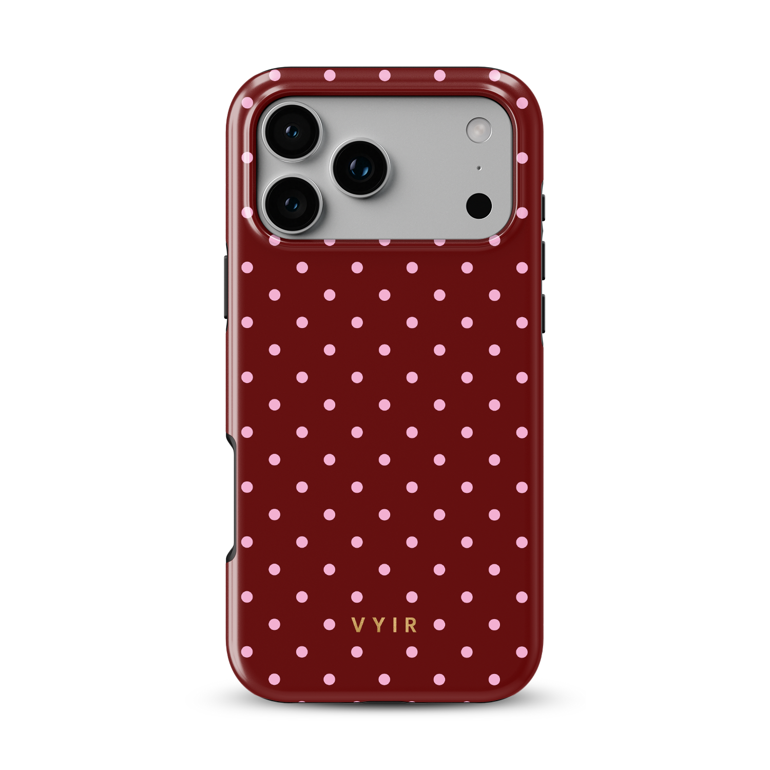Tiny Polka Dots, Burgundy - Shockproof MagSafe iPhone Case - VYIR