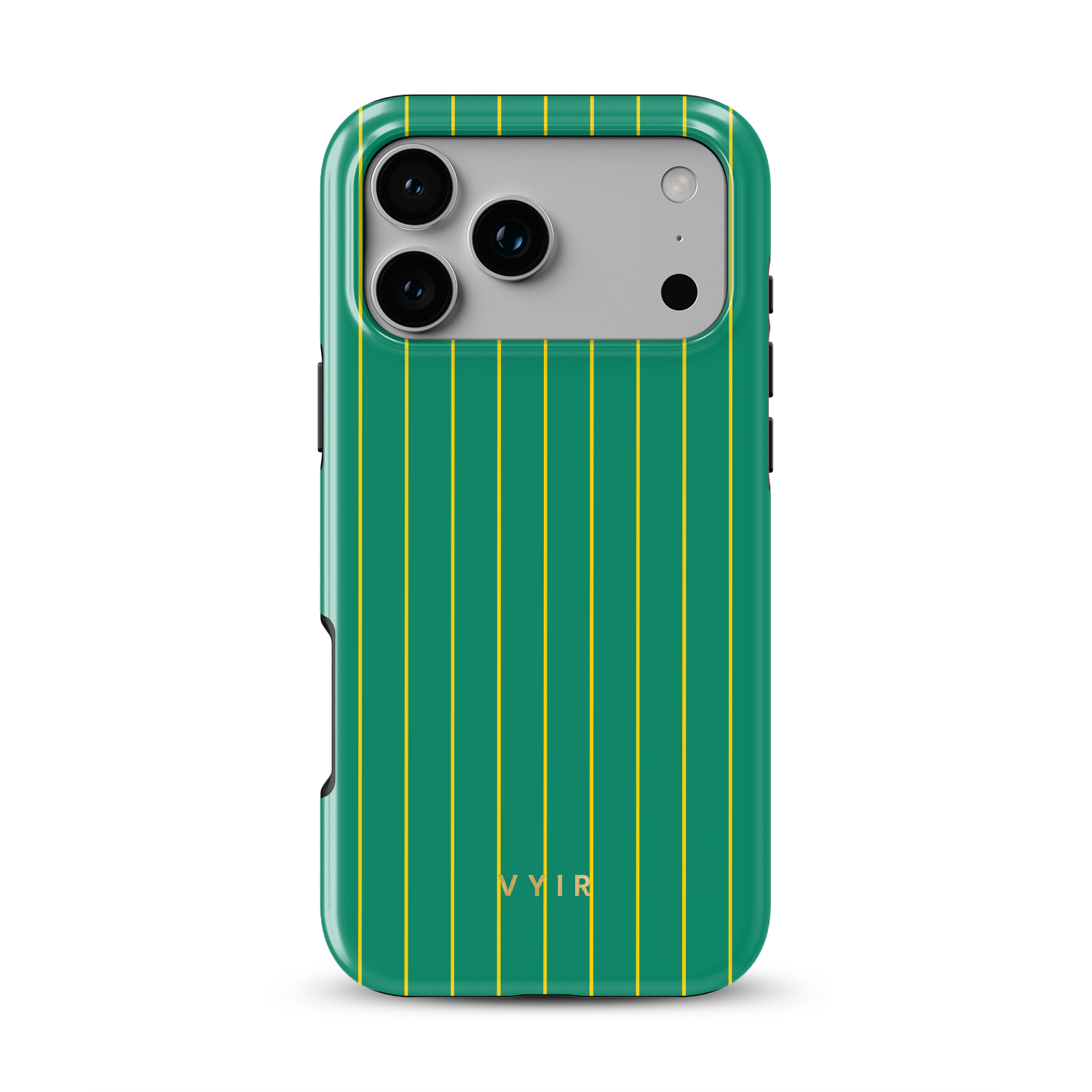 Vertical Stripes, Goldline Green - Shockproof MagSafe iPhone Case - VYIR