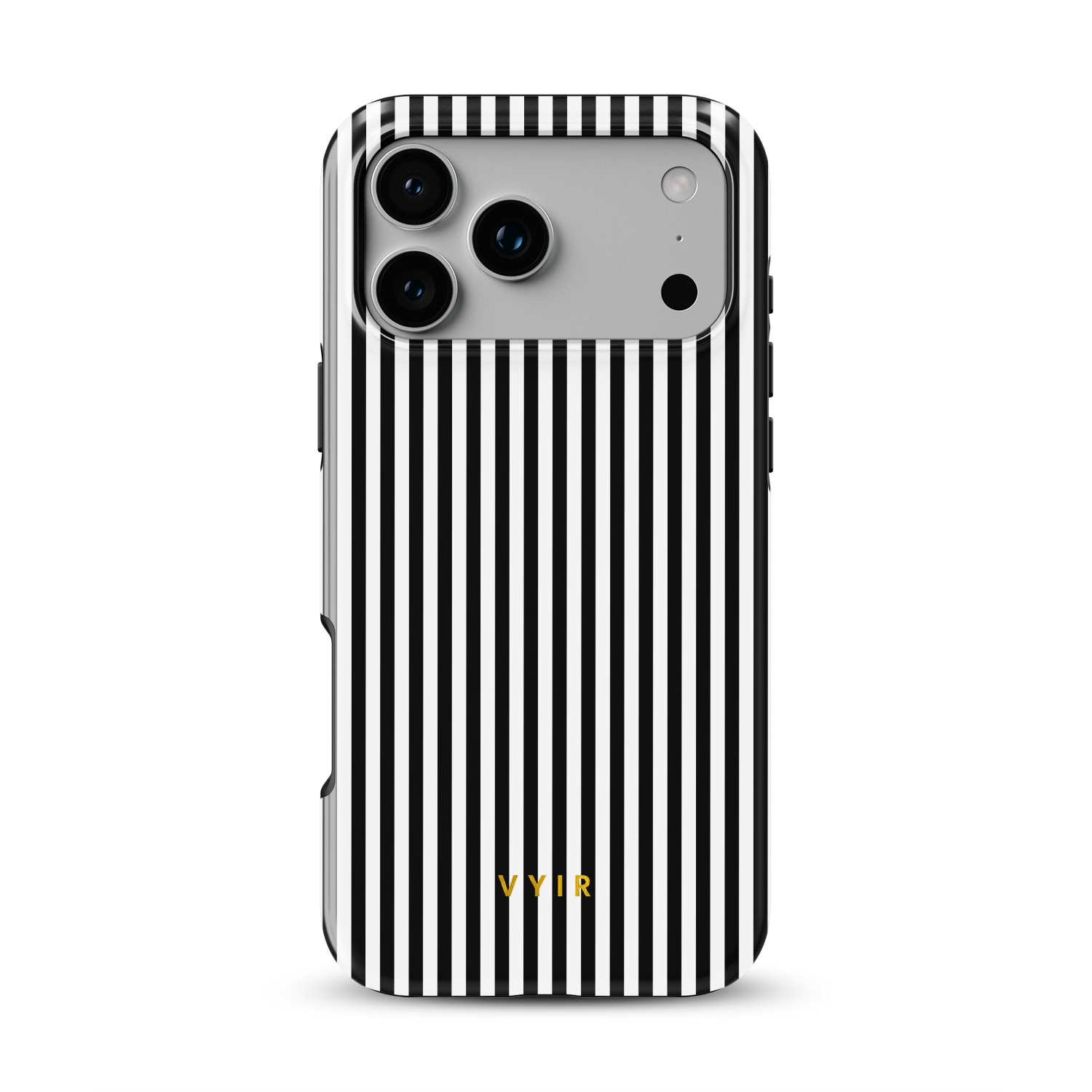 Vertical Stripes, Pinstripe Black and White - Shockproof Phone Case - VYIR