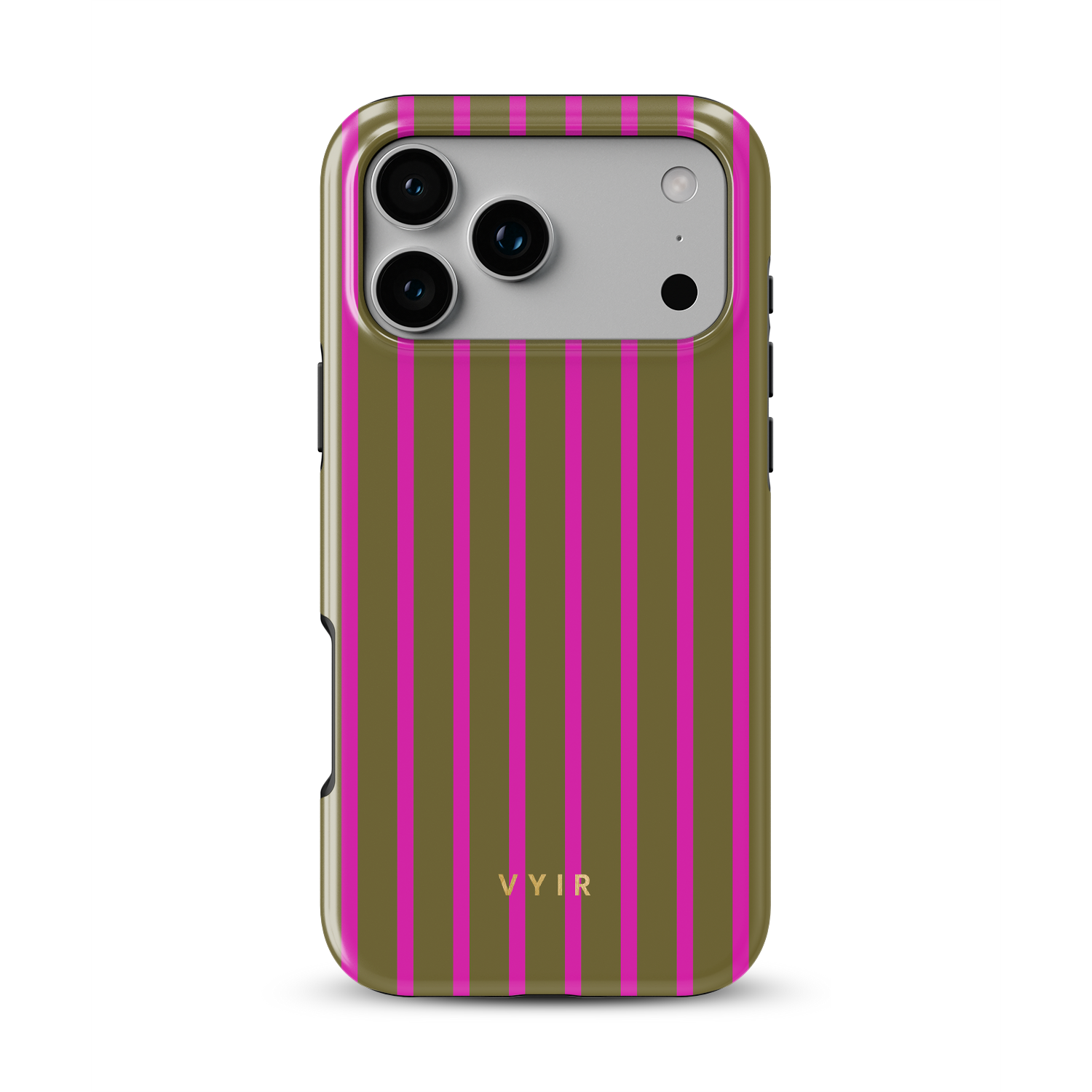 Vertical Stripes, Urban Olive - Shockproof MagSafe iPhone Case - VYIR