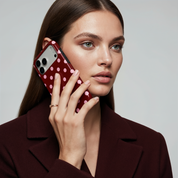 Classic Polka Dots, Burgundy - Shockproof MagSafe iPhone Case - VYIR