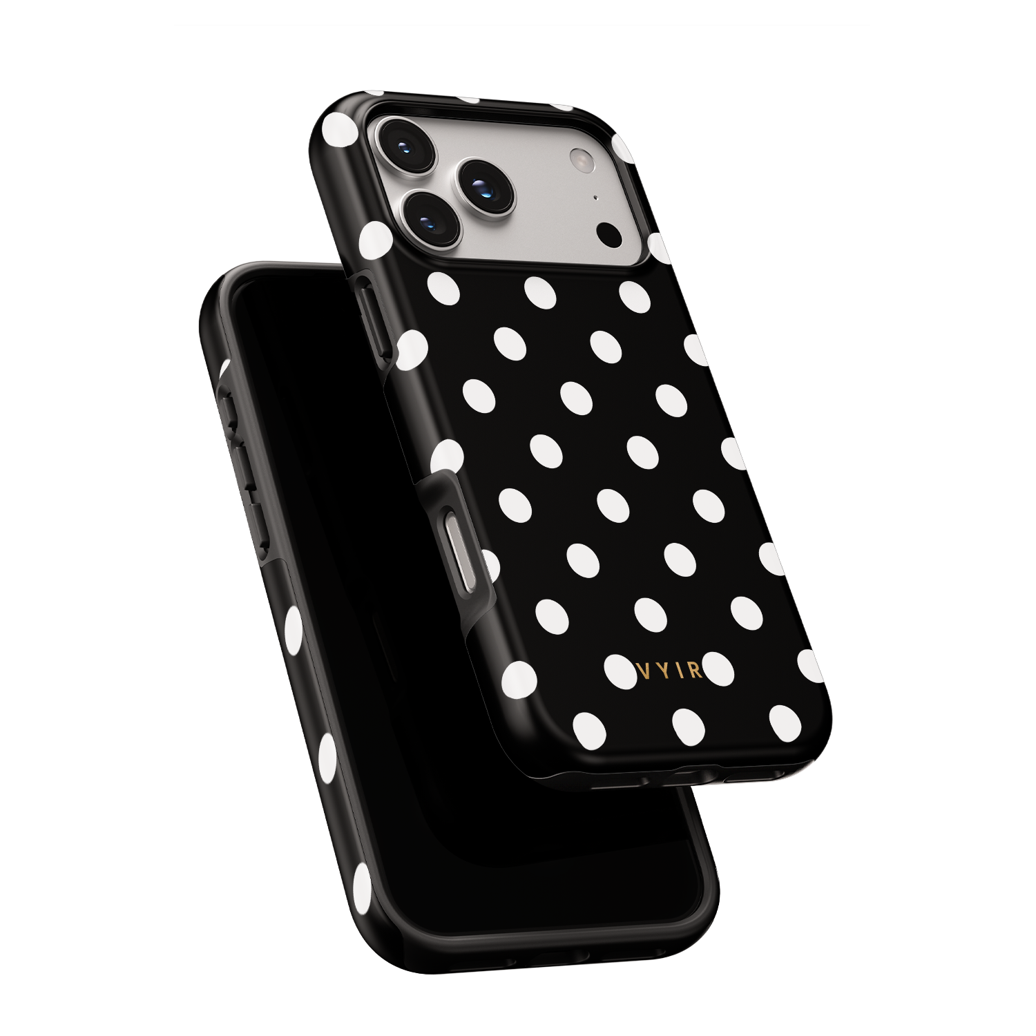Classic Polka Dots, Black Noir - Shockproof MagSafe iPhone Case - VYIR